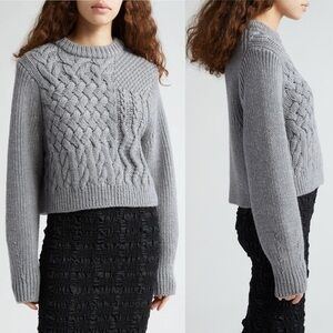 Cecilie Bahnsen Merino Wool Gray Chunky Knit Long Sleeve Sweater S